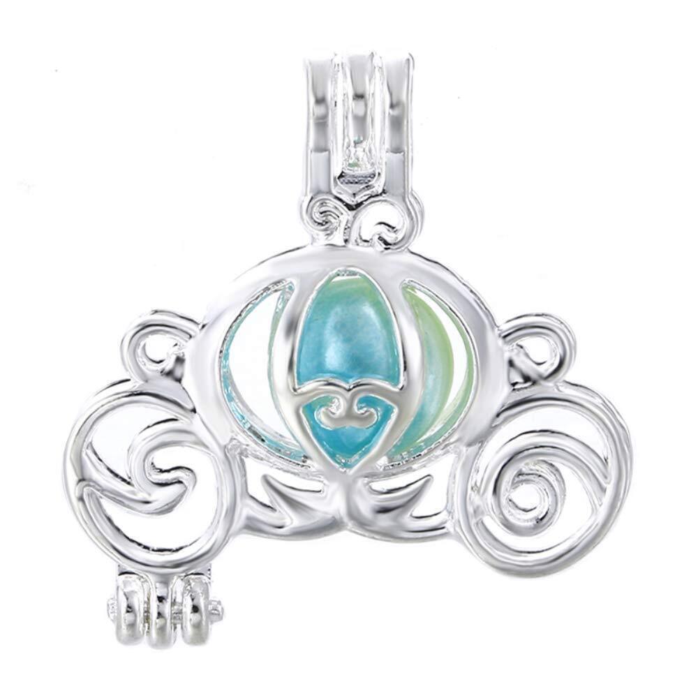 8258 10pcs Bright Silver Carriage Charms Pearl Cage Locket Beads Cage